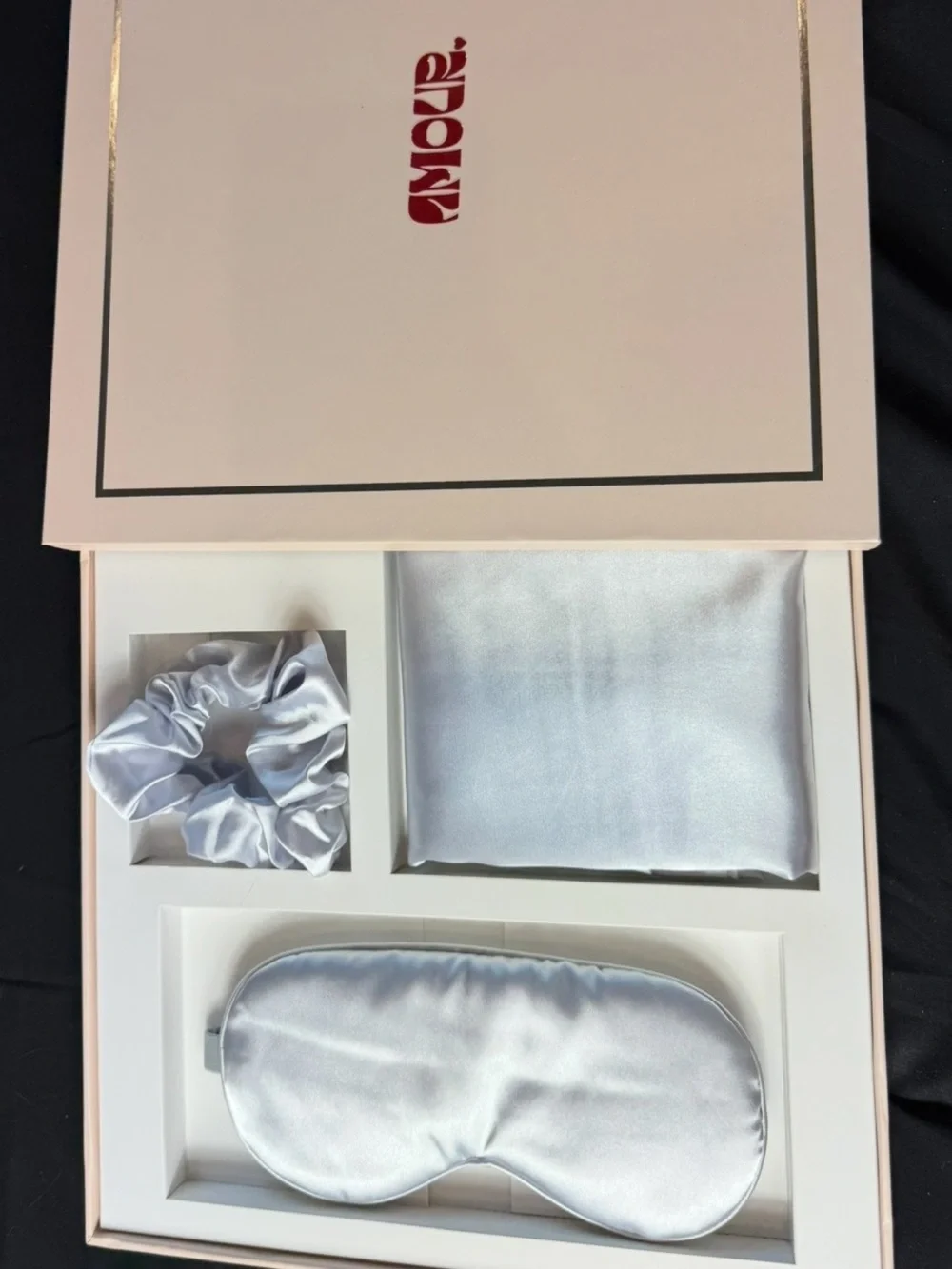 Silky Light Gray Sleep Set with Eye Mask